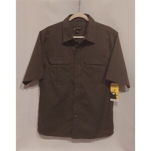 Stanley Mens Olive Green Utility Casual Button-Up SS Shirt Size Medium NWT